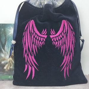 Deluxe Tarot Karten Beutel Tasche, gefütterter Beutel, handgefertigte - Stickerei - Engelsflügel - tibetische Silberperlen - Neues Design