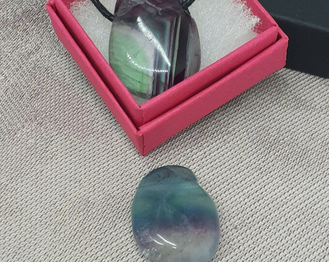 Fluorite Pendant- Black Cord- Gift Box- Gift-Yourself- Friends-Family-Loved One-Gift Box