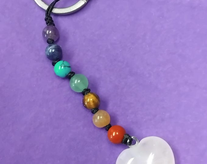 Rose Quartz-Heart Key Ring- Chakra - Gift-Yourself- Friends-Family-Loved One-Gift Box-Handmade