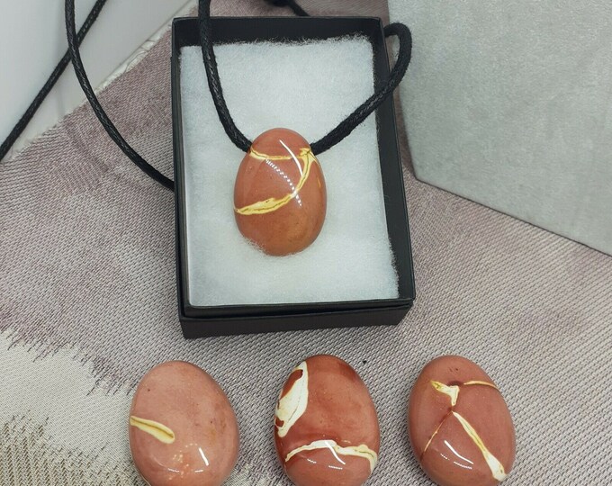 Mookaite - Drop Pendant- Black Cord-  3 cm x 2.5 cm- Courage-Gift-Yourself- Friends-Family-Loved One- Gift Box