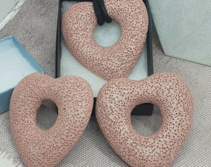 50 mm Lava Rock Heart Pendant - Pink-Gift-Yourself- Friends-Family-Loved One- Gift Box