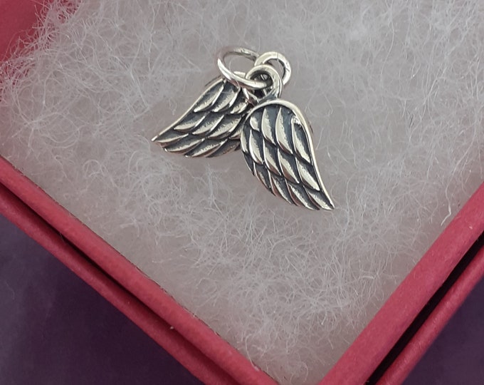 Double Angel Wings Charm - Sterling Silver 925 The "Goddess Collection" - Gift- Yourself- Friends- Family- Loved One