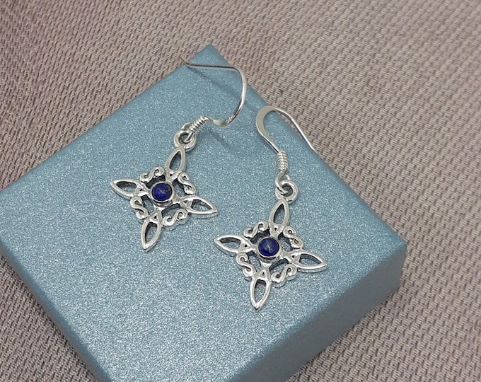 Witches Knot -Earrings Sterling Silver 925 -Lapis Lazuli New "Goddess Collection"- Lovely Gift- Yourself- Friends- Family-Loved One