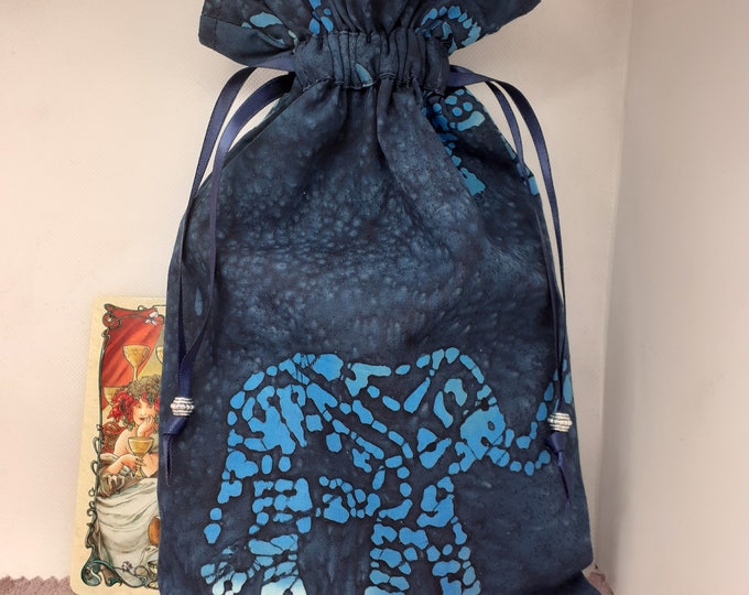 Deluxe Tarot - oracle cards EXTRA LARGE-pouch Bag, lined pouch, handmade -Elephant- Tibetan Silver Beads- New Design