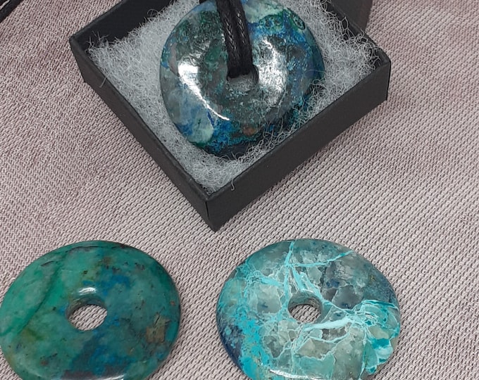 Shattuckite A Grade, 35 mm Donut Black Cord -Gift for Yourself- Friend-Loved One-Gift Box
