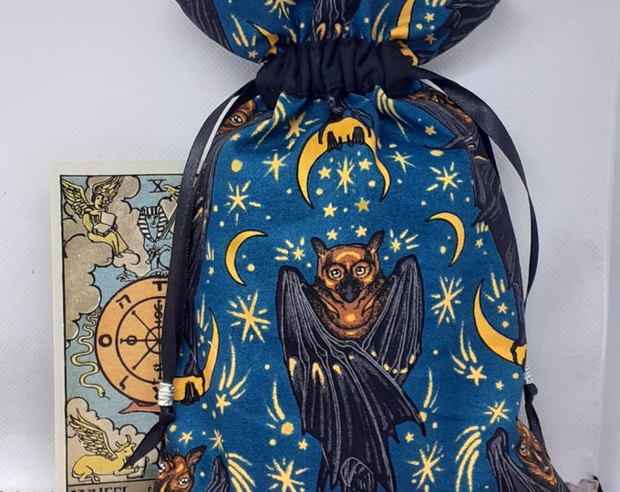 Deluxe Tarot cards pouch Bag, lined pouch, handmade - Tibetan Silver Beads- New Design