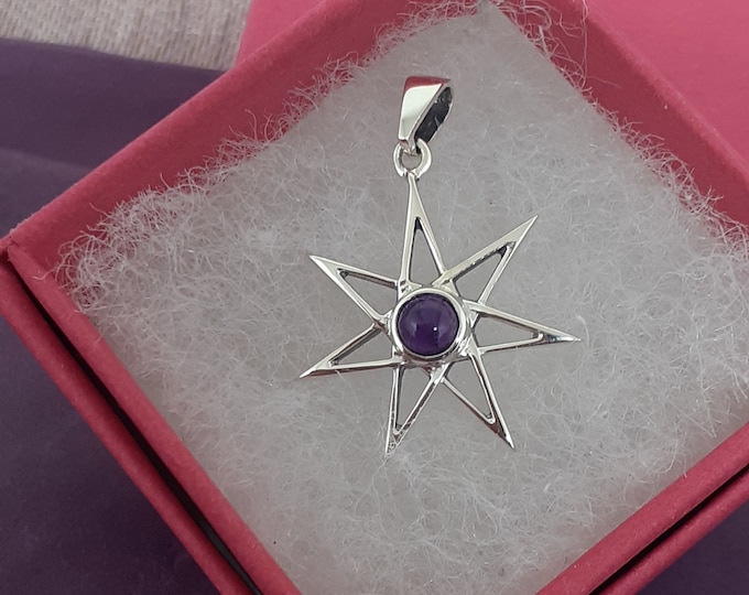 Amethyst Fairie 7 Pointed Star Pendant- Sterling Silver 925  "Goddess Collection"- Lovely Gift- Yourself- Friends- Family-Loved One