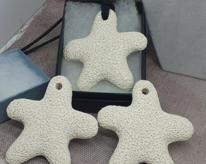 50 mm Lava Rock Starfish Pendant - White-Gift-Yourself- Friends-Family-Loved One- Gift Box
