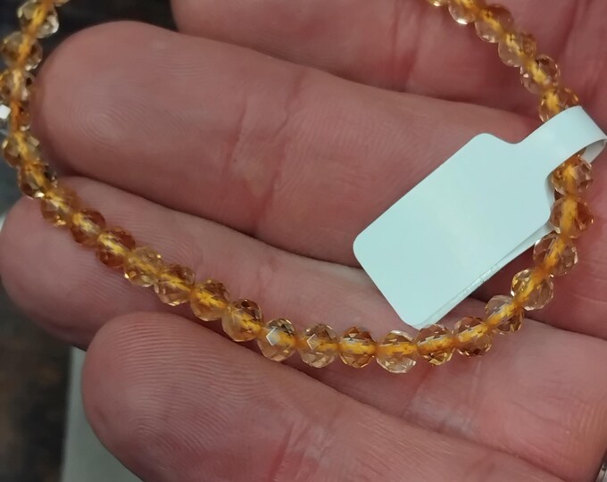 Citrine- AAA Grade- Faceted- 4 mm- Bracelet-Gift-Yourself-Friends-Family-Loved One