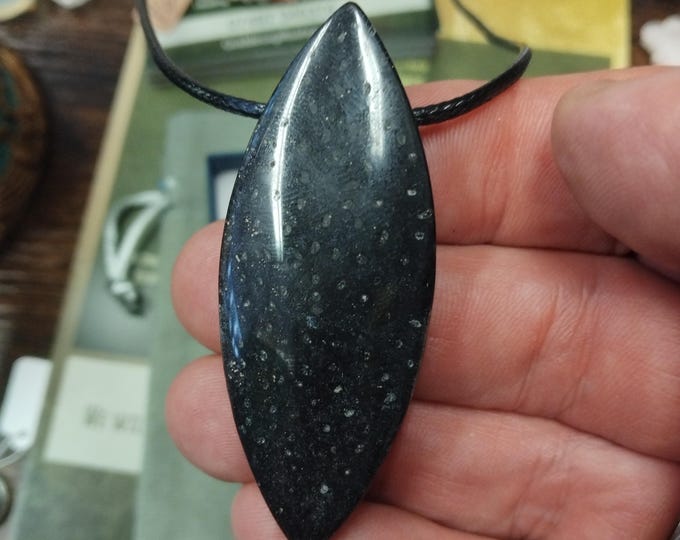 Petrified Palm Wood-Tumbled-Pendant- Black Cord - Gift-Yourself- Friends-Family-Loved One-Gift Box