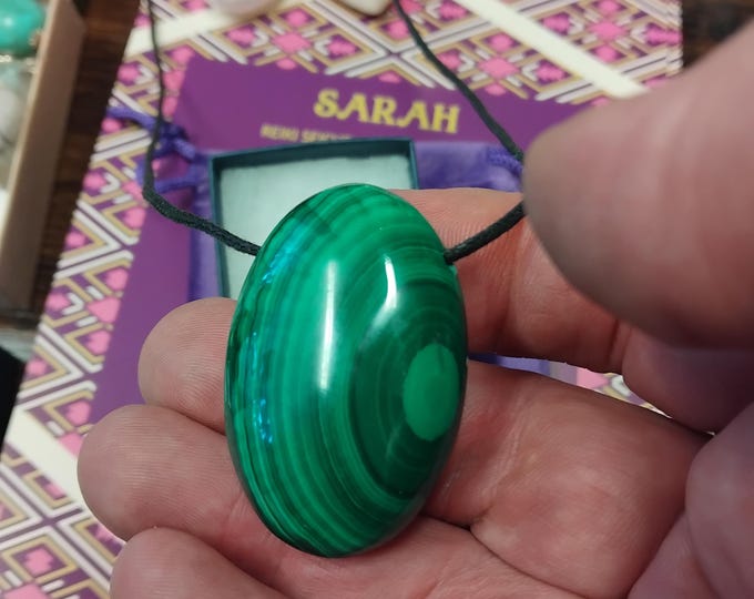 Malachite-Soapstone-Pendant- Black Cord - Gift-Yourself- Friends-Family-Loved One-Gift Box