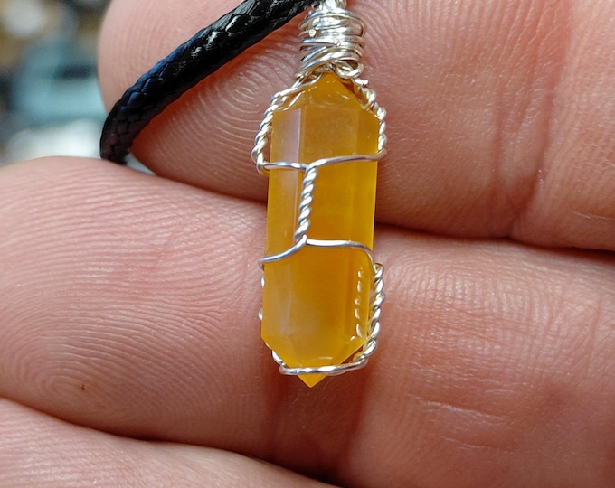 Carnelian-Double Terminated-Wire Wrapped- Pendant- Wire Wrapped-Black Cord-Gift for Yourself- Friend-Loved One-Gift Box