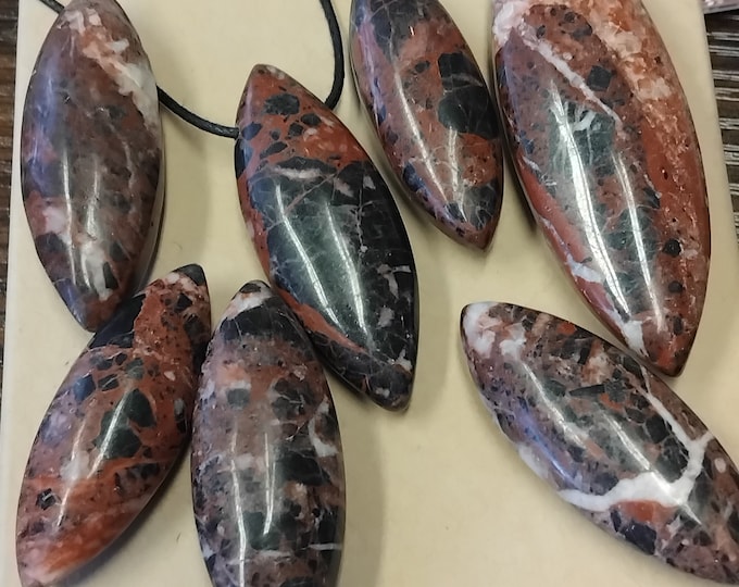 Rustic Red/Black Breccia Marble Pendant- Black Cord-Self-Empowerment, and Abundance- Perfect gift for yourself- a friend or a Loved one