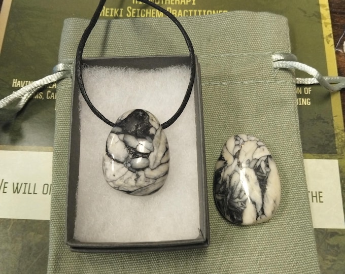 Pinolite-Ice Flower Magnesite- Pendant- Black Cord - Gift-Yourself- Friends-Family-Loved One-Gift Box