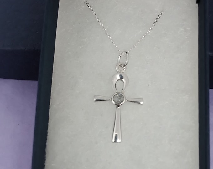Labradorite Ankh Small and Dainty Pendant Sterling 925 Silver "Goddess Collection" Lovely Gift Yourself Friends Family-Loved One