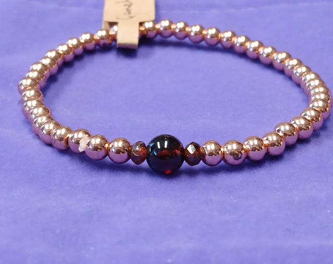 Hematite-Garnet-Rose Gold Plated-Bracelet-Gift-Yourself-Friends-Family-Loved One