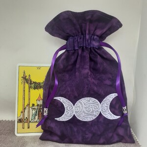 Deluxe Tarot Karten Beutel Tasche, gefütterter Beutel, handgefertigt - Stickerei - verdreifachen Mond - tibetische Silberperlen - neues Design