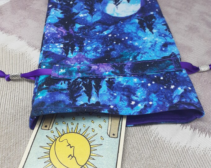 Deluxe Tarot cards pouch Bag, lined pouch, handmade - Beads- New Design- Glittery Fabric