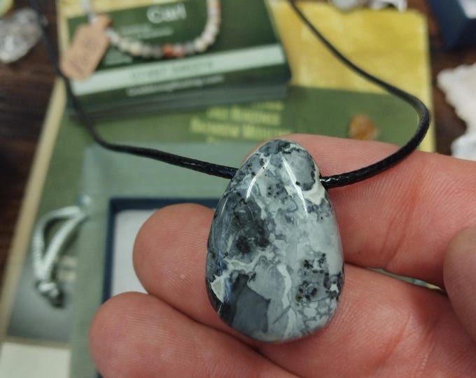 Maligano Jasper-Tumbled-Pendant- Black Cord - Gift-Yourself- Friends-Family-Loved One-Gift Box