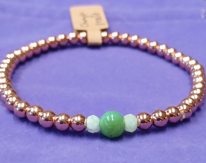 Hematite-Chrysoprase-Rose Gold Plated-Bracelet-Gift-Yourself-Friends-Family-Loved One