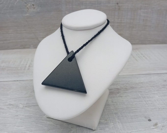 Shungite -35 mm Triangle Pendant- Black Cord- Perfect gift for yourself- a friend or a Loved one