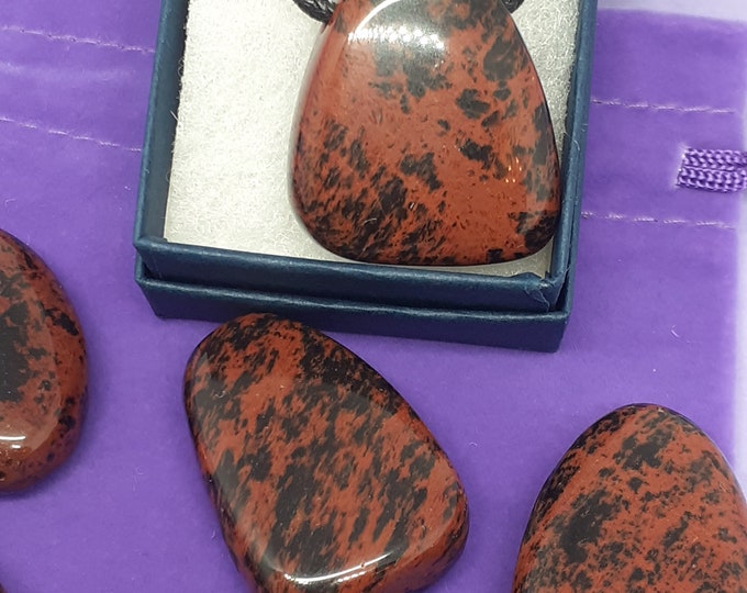 Mahogany Obsidian - Pendant- Black Cord - Gift-Yourself- Friends-Family-Loved One-Gift Box