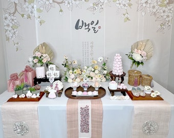 Lulu Studio Rental Table, Option K, Baby girl Dohl / 100 day Table, Korean Traditional Party Table,첫돌/백일/환갑/칠순/생신상