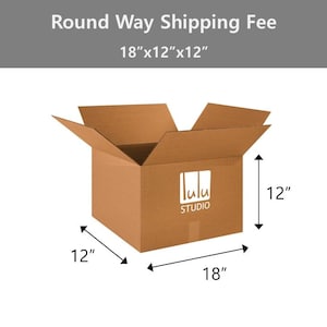 May include: A brown cardboard box with the text "ulu STUDIO" printed on the side. The box is 18 inches long, 12 inches wide, and 12 inches high.