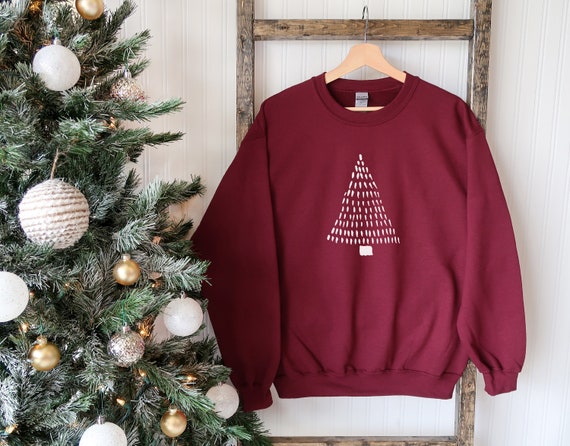 Rustic Christmas Tree Sweatshirt Cute Christmas Shirt Women's