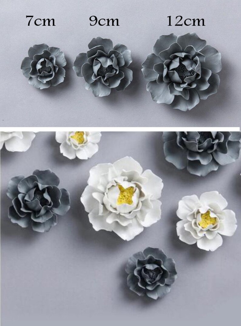 7cm/1pc Handmade Ceramic Flower Wall Hanging Ceramic White Etsy