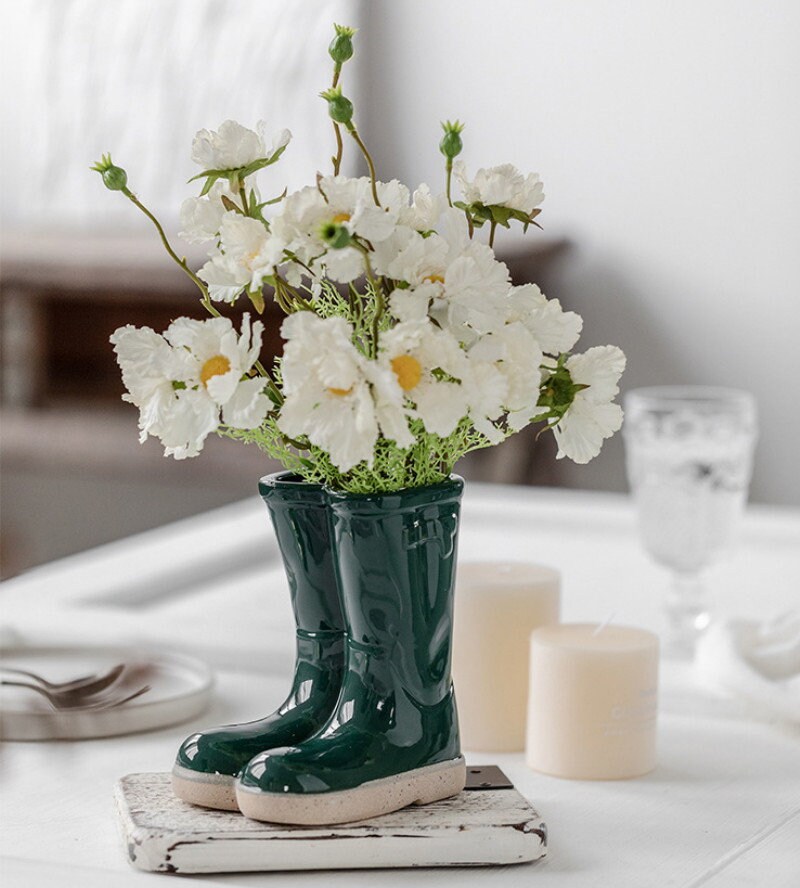 1pc Ceramic Boots Vase/creative Rain Boots Flower Vase/home Etsy