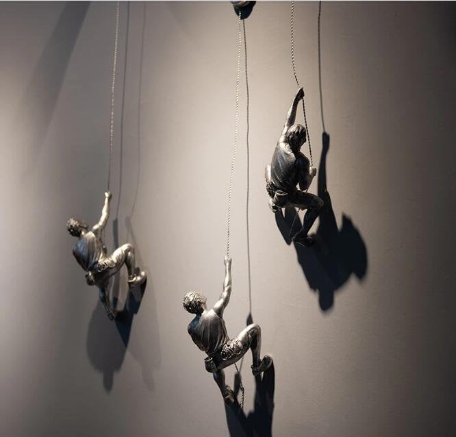 Bronze Climbing Creative Handmade Home Unique Decor Climbing Character Statue Wall Decoration,Resin Rock Climbing Athlete Men 6Pcs Climbing Man Wall Sculpture Art Decor