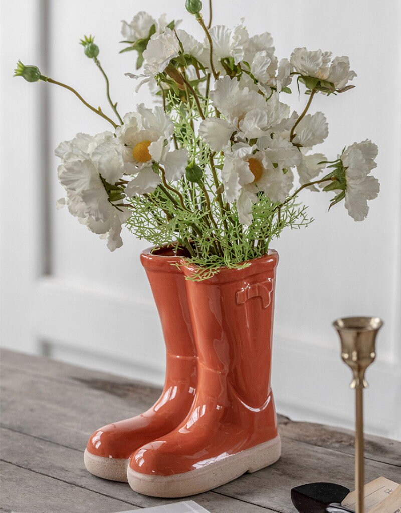 1pc Ceramic Boots Vase/creative Rain Boots Flower Vase/home Etsy