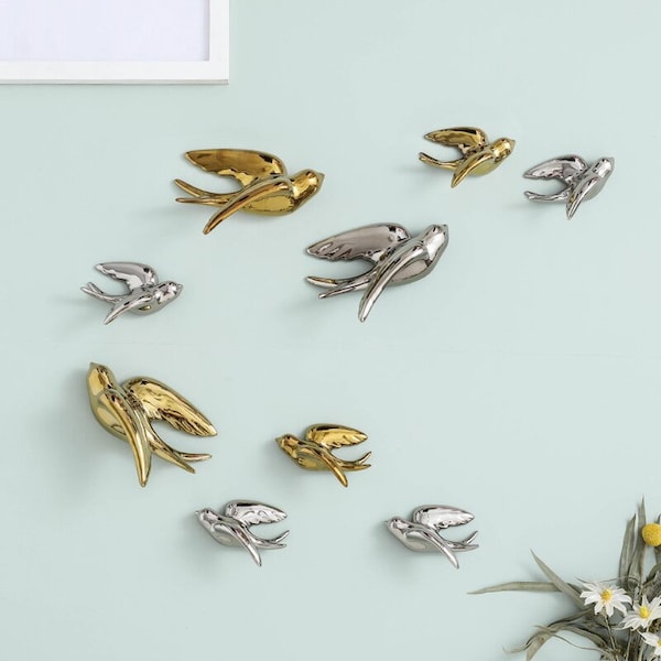 Gold Bird Wall Art Etsy