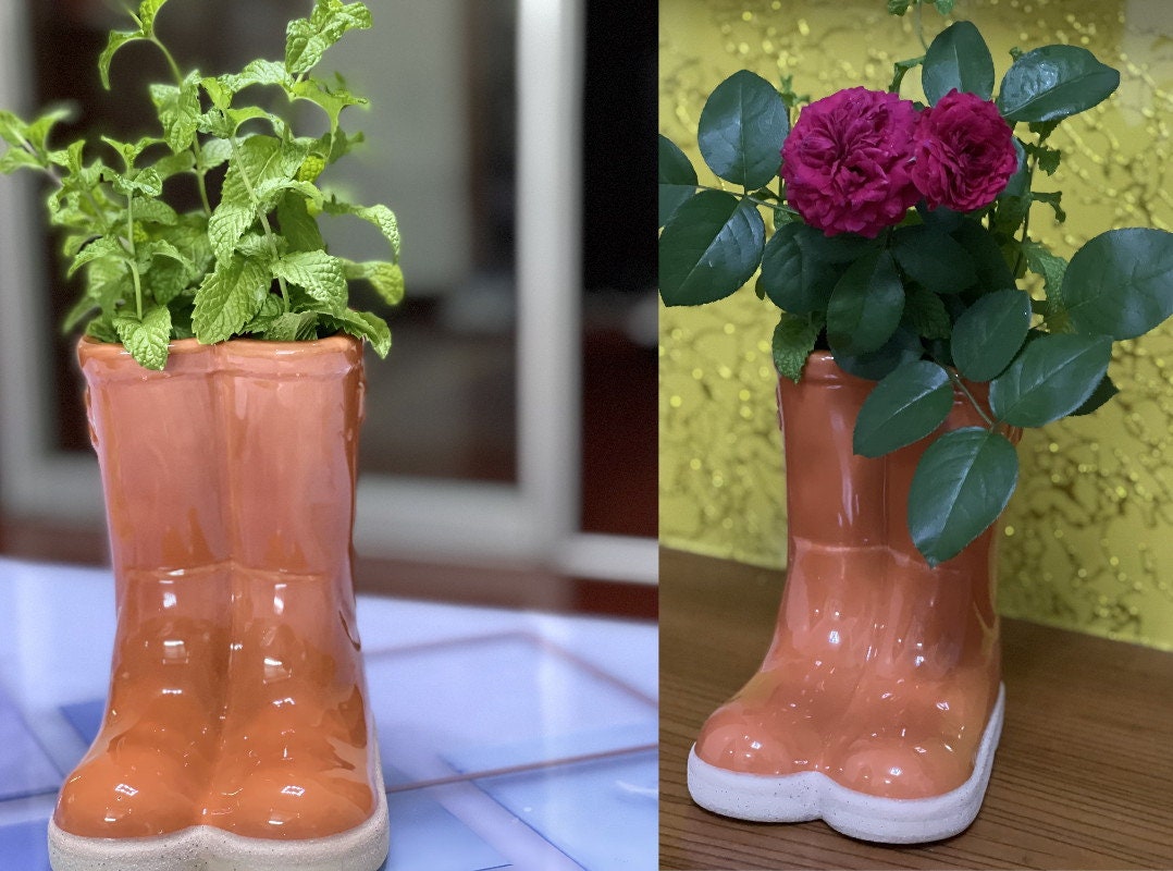 1pc Ceramic Boots Vase/creative Rain Boots Flower Vase/home Etsy