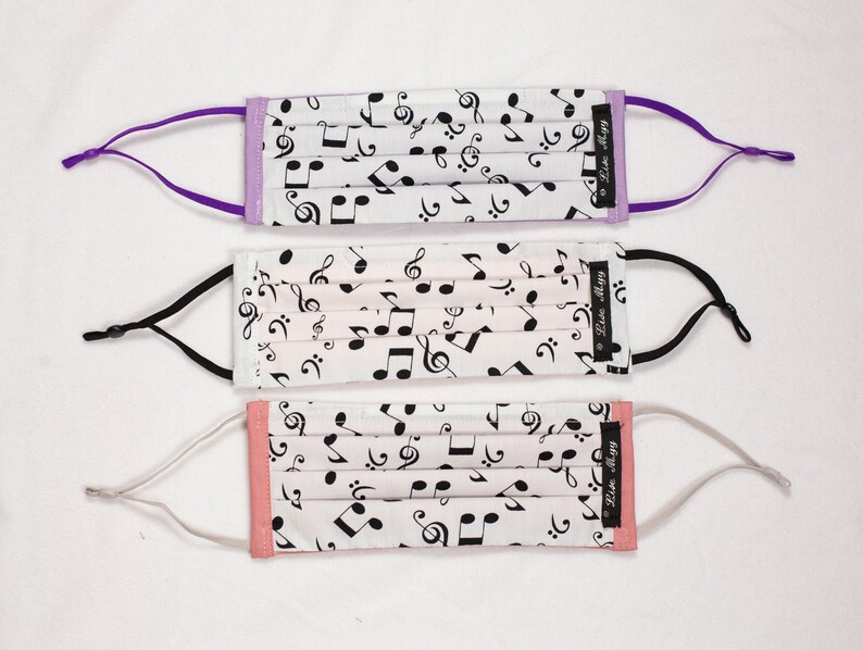 Musical Notes Mask Face Mask - Pleated Cotton - Music Notes - Etsy