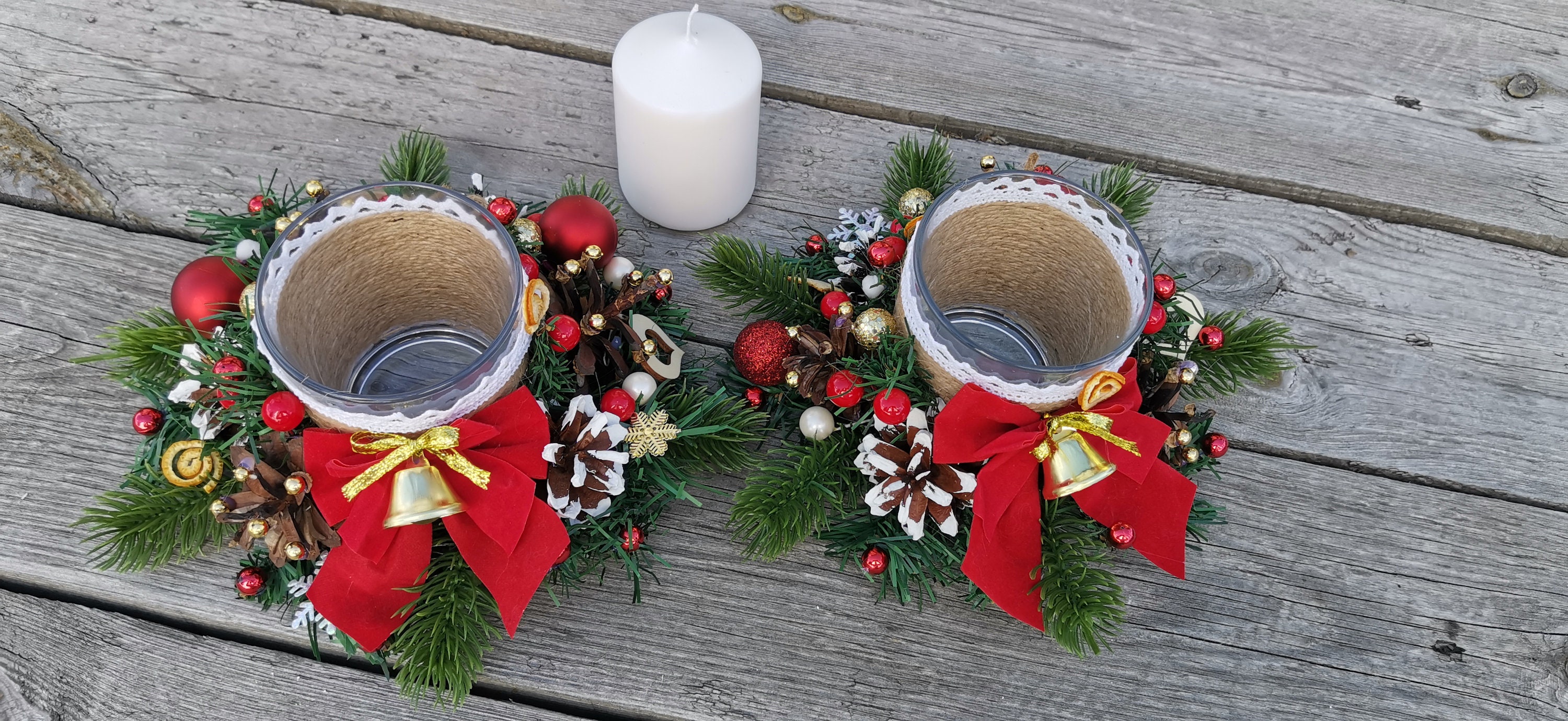 Christmas table centerpiece for home decor. Christmas candle  Etsy
