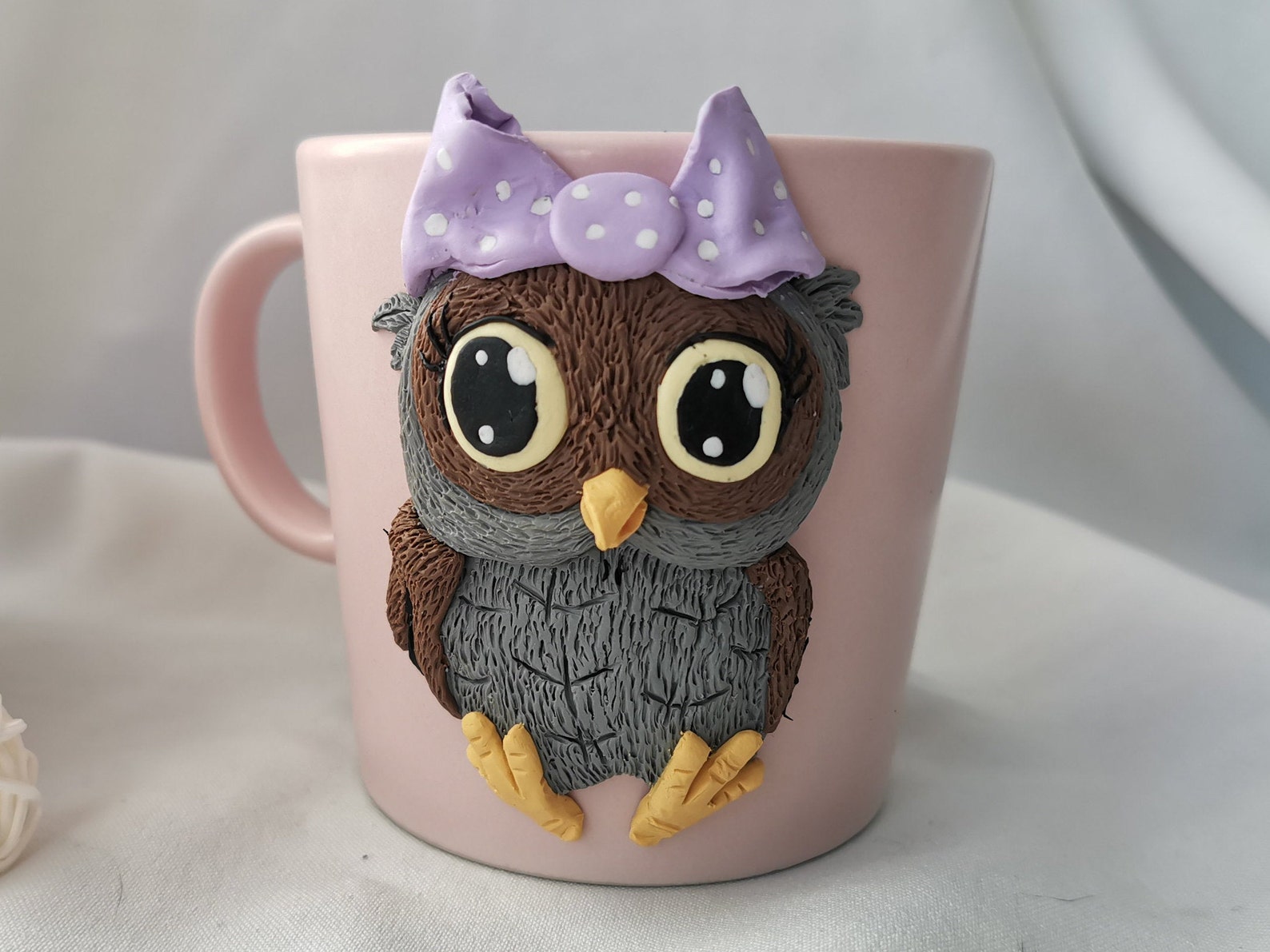 Coffee mug custom with polymer clay decor . Handmade Etsy