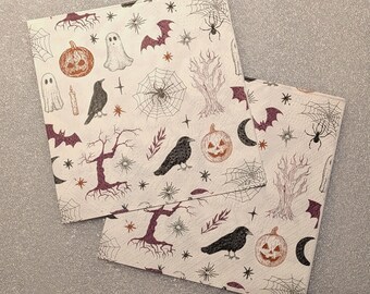 Drawn Halloween Napkins | Spooky Ghosts, Bats, Pumpkins for Crafts