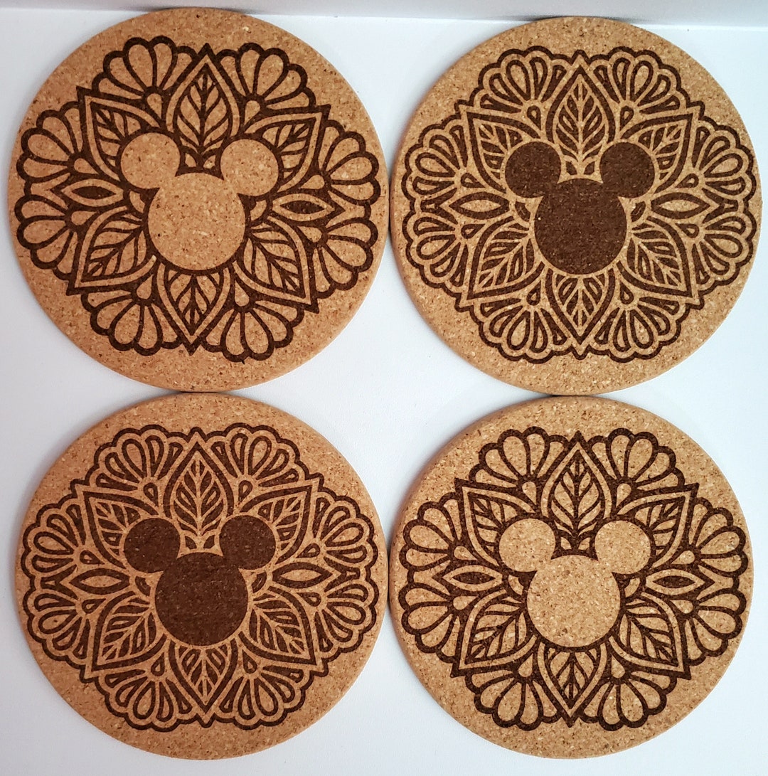 Inspired by Disney Coasters Set 6/cork/drink/coaster/disney/laser