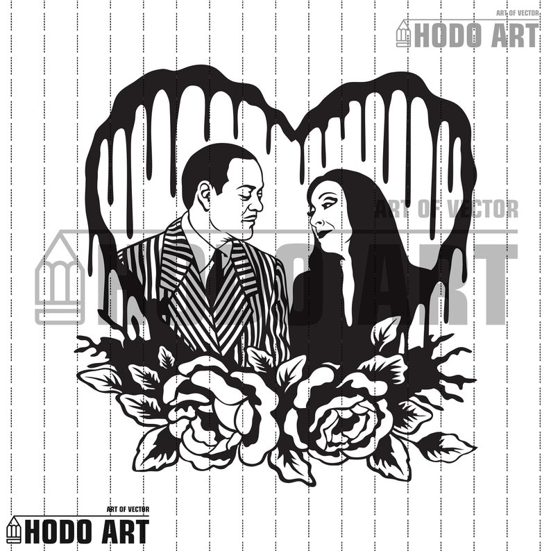 Download Morticia Addams And Gomez Addams SVG PNG Addams Family | Etsy