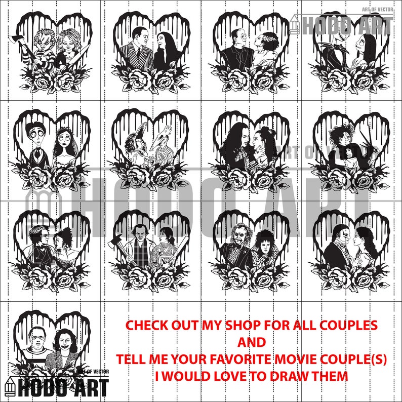Download Frankenstein et mariée SVG PNG Valentine Love Gift Horror ...