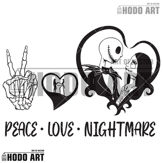 Download Peace Love Jack And Sally SVG PNG Nightmare Before | Etsy