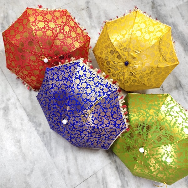 Wholesale Lots of Indian Gold Printed Decorative Umbrellas, Event & Party Decoration ,Mehndi Decor, ,Wedding Umbrellas,Handmade Parasols Sun