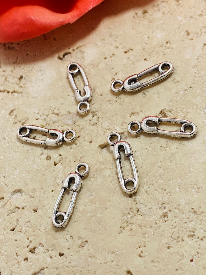 Mini Safety Pin Charms set of 6pcs