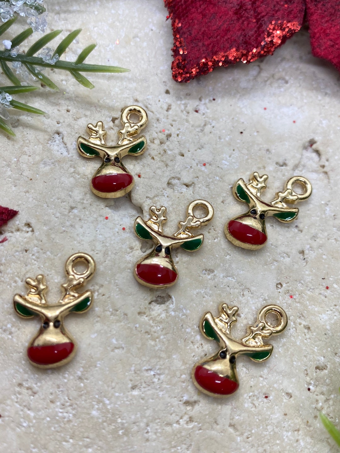 Christmas Rudolf Reindeer Charms (set of 4pcs) - Etsy