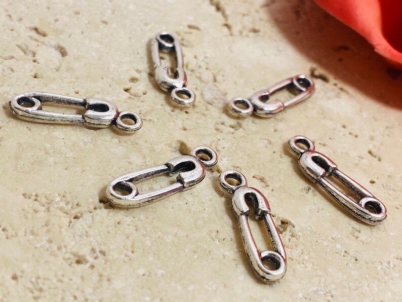 Mini Safety Pin Charms set of 6pcs