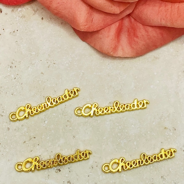 Cheerleader Charms 27.7mm x 4.99mm (set of 4pcs ) Gold or Silver Toned