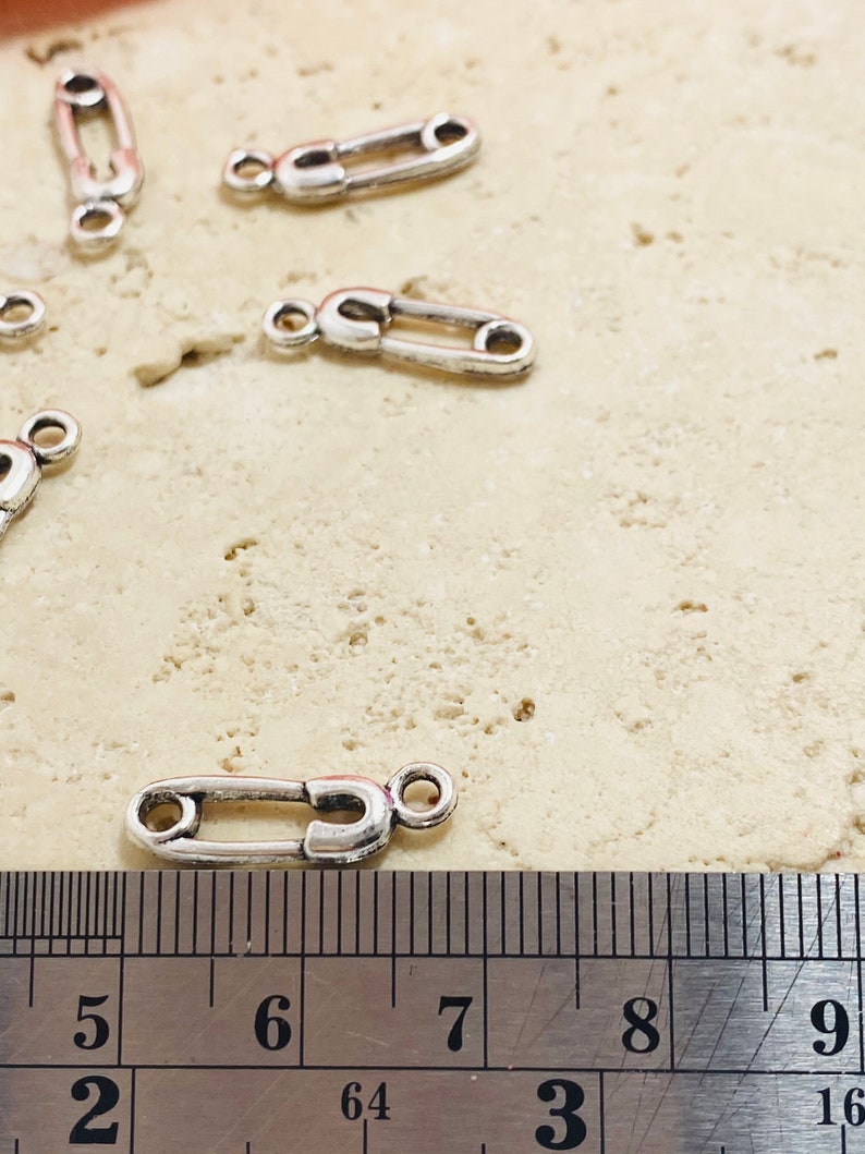 Mini Safety Pin Charms set of 6pcs