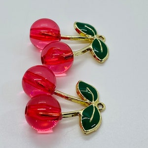 Cherries on a stem Charms (2 per set )